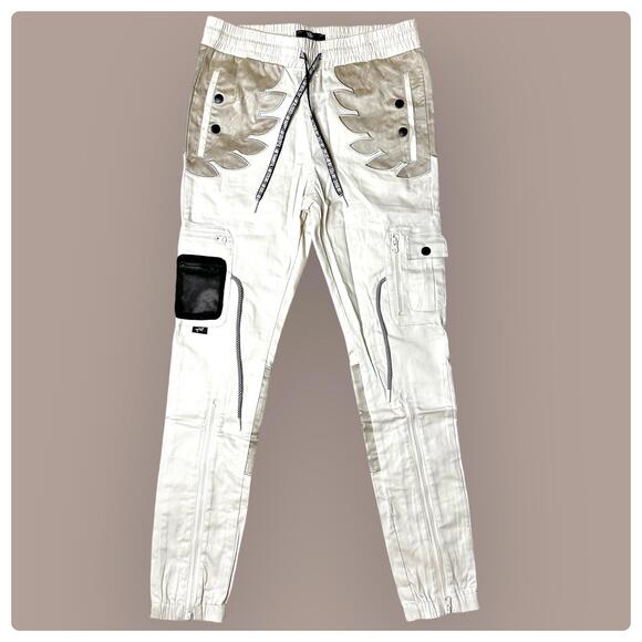 NWT The Hideout Clothing Blossom Cargo Jogger Pants Cream Men’s M